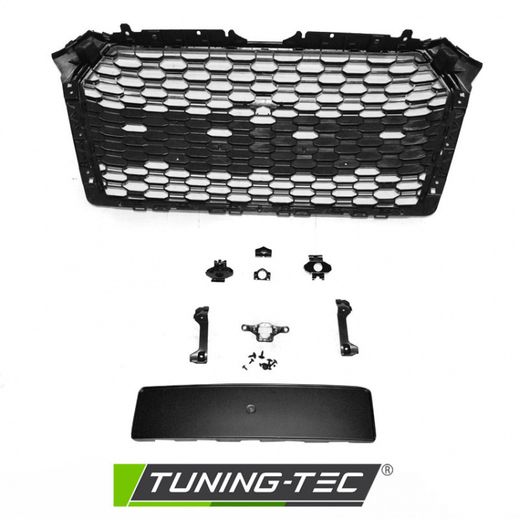 Upgrade Sportgrill / Kühlergrill für Audi A4 B9 (8W) 15-19 Hochglanz schwarz in Wabendesign mit PDC